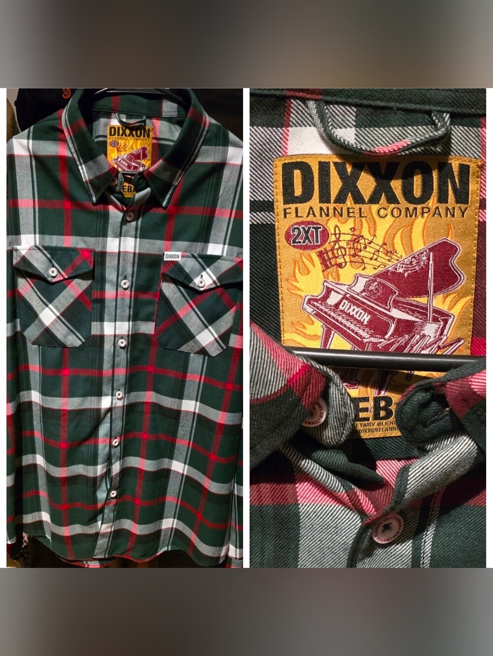 DIXXON 2XT The Fireball Green & Red Flannel Shirt